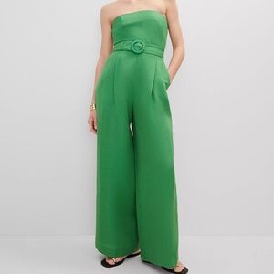 Ann Taylor Belted Strapless Linen Jumpsuit